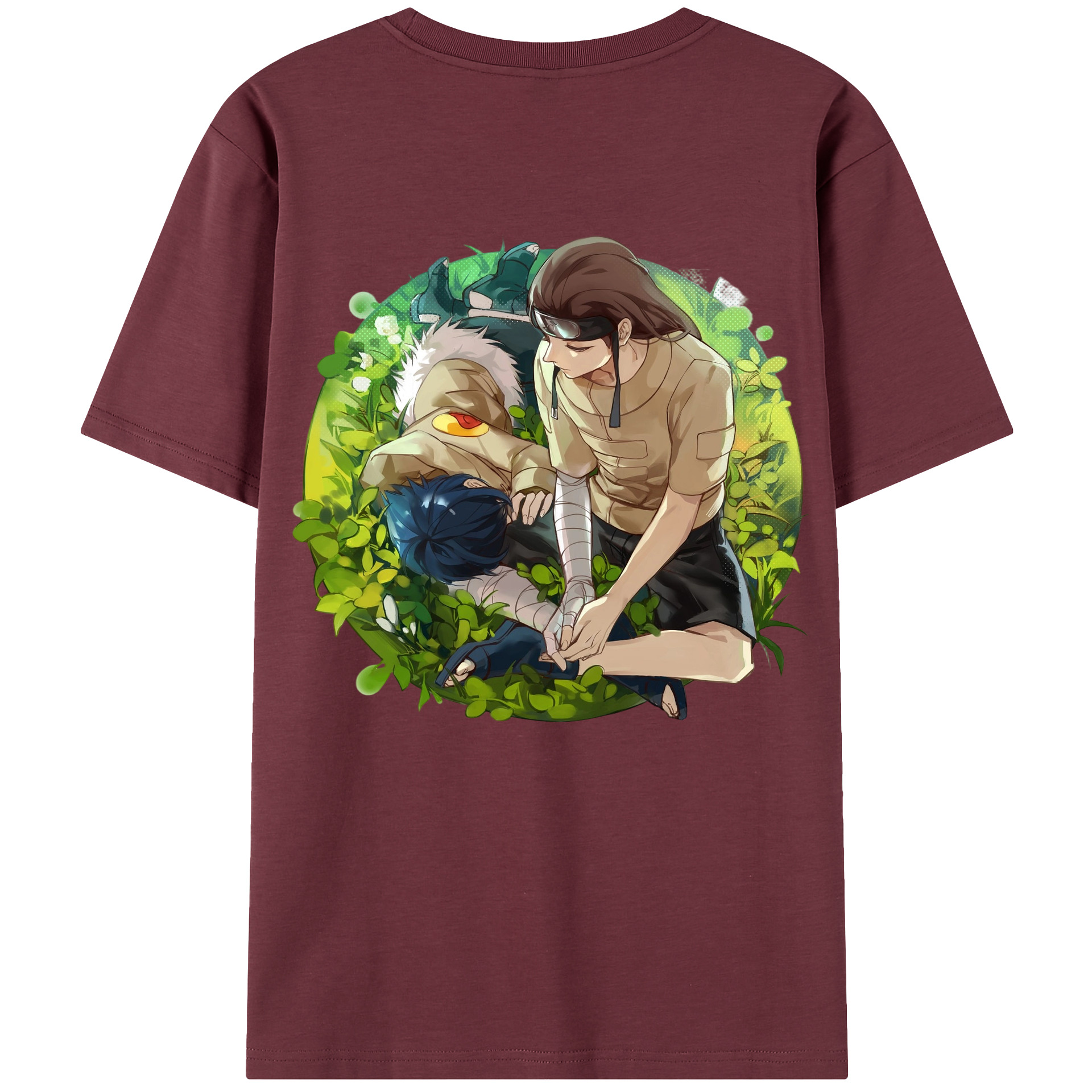 （画像用） NARUTO -ナルト- 日向ネジ Hyūga Neji 綿100％半袖Tシャツ（背面プリント）